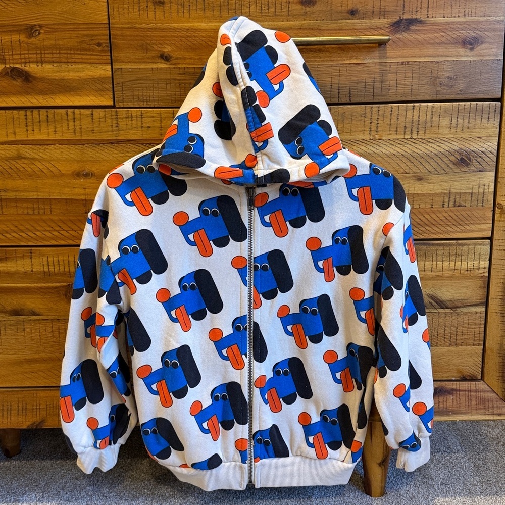 NWT Bobo Choses Kids' Doggy Mate Organic Cotton Fleece Zip Hoodie. - Picture 2 of 6